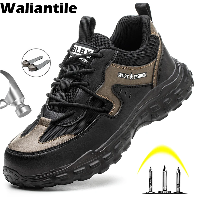 

Waliantile Lightweight Safety Shoes For Men Industry Working Boots Puncture Proof Anti-smashing Indestructible Work Sneakers Man