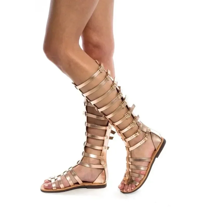 Gladiator sandal woman 2024 Summer Roman Bandage Sandals Women Causal Zip Flat Sandals Girls Summer Hollow Beach Shoes image 3