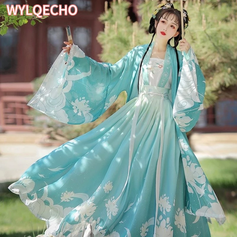 Hanfu Green Red Summer Costume Woman Chinese Traditional Ancient Dress Oriental Princess Dress Elegance Tang Dynasty Dance Wear