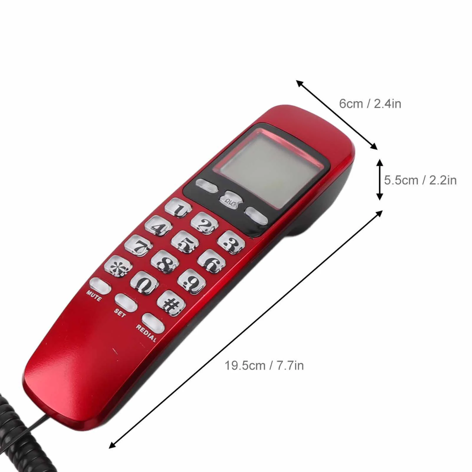 هاتف منزلي هاتف جدار صغير هاتف منزلي فندق مستدير معرف المتصل شاشة LCD هاتف أرضي هاتف سلكي