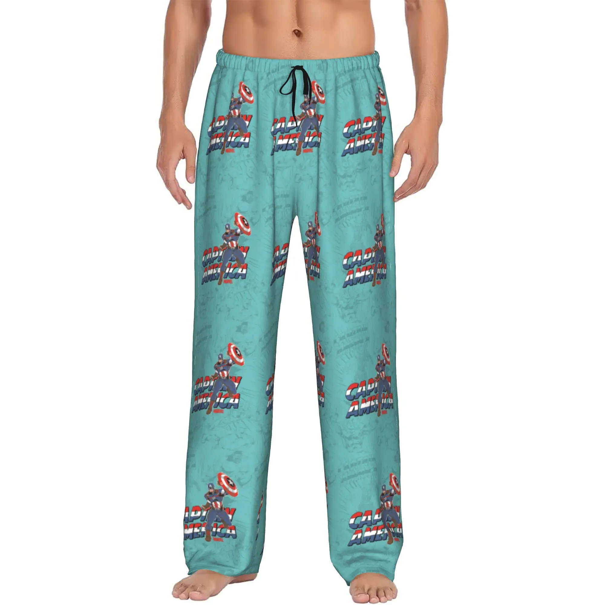 

Custom Men Captain Anime America Pajama Pants Printed Sleep Sleepwear Bottoms with Pockets
