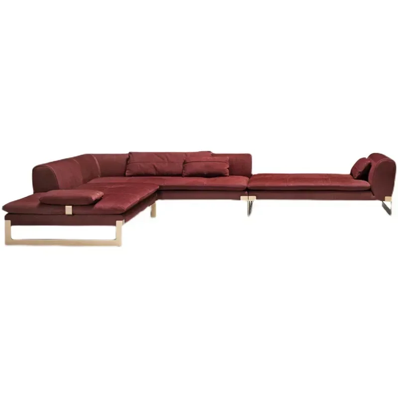 Italian minimalist living room large apartment combination skin feeling technology matte fabric sofa
