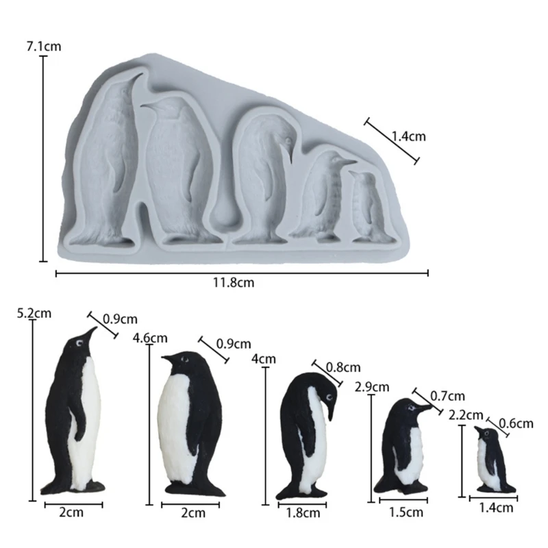 Familia pingüinos, molde Manual para hornear galletas, molde silicona para Fondant calidad alimentaria, envío directo