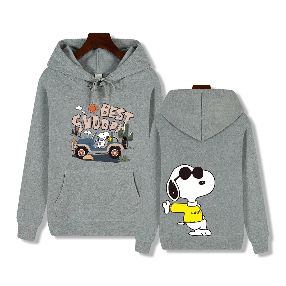 Men\'s casual fashion brand high-end quality Snoopy print Autumn Winter thick warm street fashion hoodie