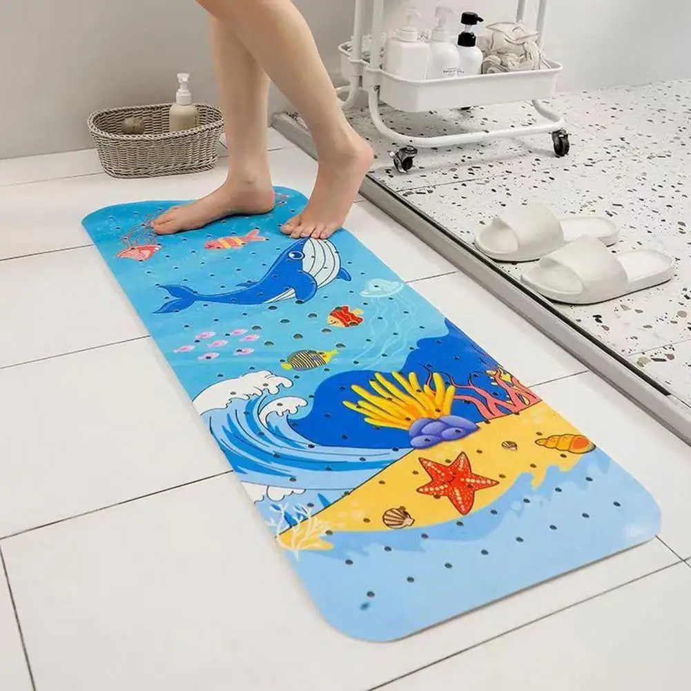 Shower Mat Soft Quick-drying Baby Bath Mat with Cartoon Pattern Non-slip Design Suction Cups for Bathroom Safety Modern Floor