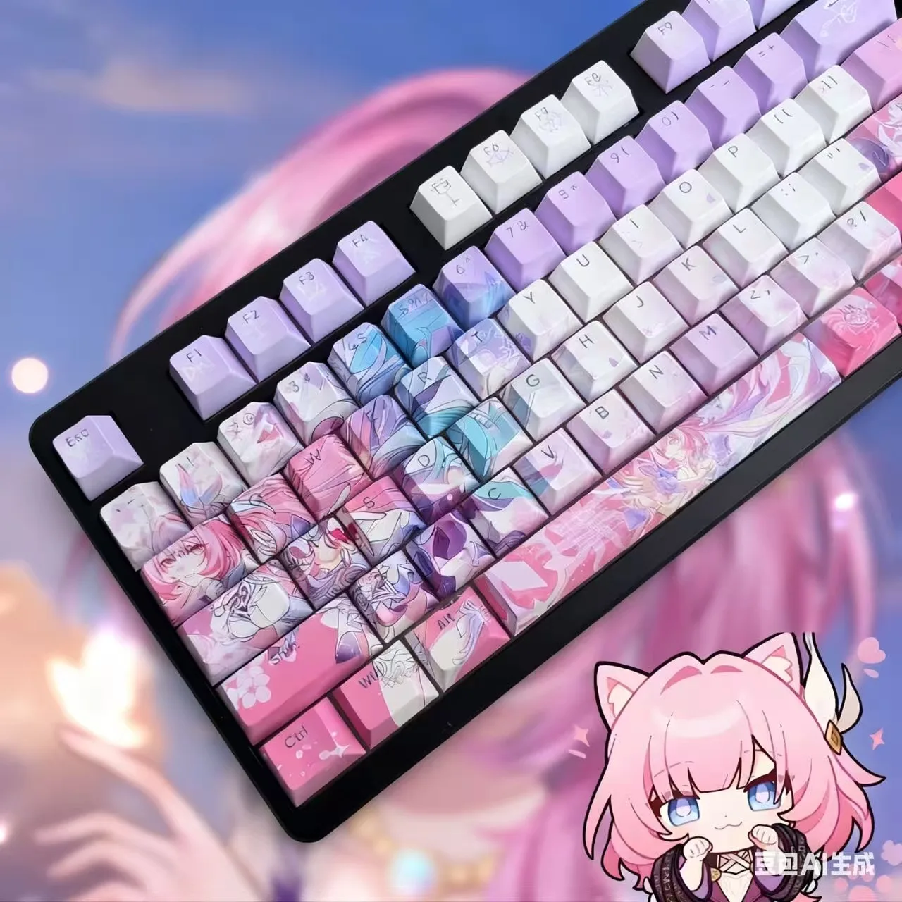 

Колпачок для клавиш Cyrene Theme 120-клавиш Honkai Impact 3, колпачки для клавиш в стиле аниме, игровой колпачок для клавиш PBT DYE SUB Cherry MX Switch для механической клавиатуры