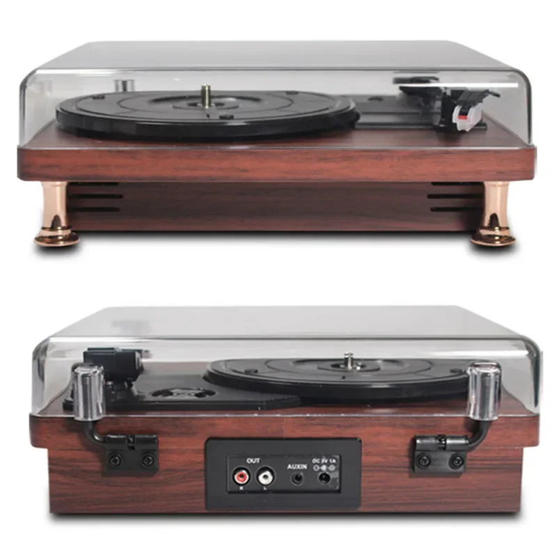 المحمولة الرجعية غطاء غبار جراموفون الصوت المحمولة مشغل تسجيلات من الفينيل سمّاعات بلوتوث روبي فونو إخراج مكبرات الصوت اللاسلكية