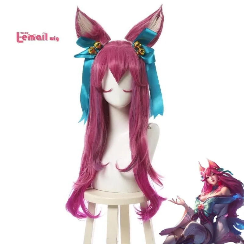 

Парик L-email для косплея Ахри из игры League of Legends (League of Legends), 70 см, длинный, волнистый, термостойкий, синтетический, для ролевых игр в аниме