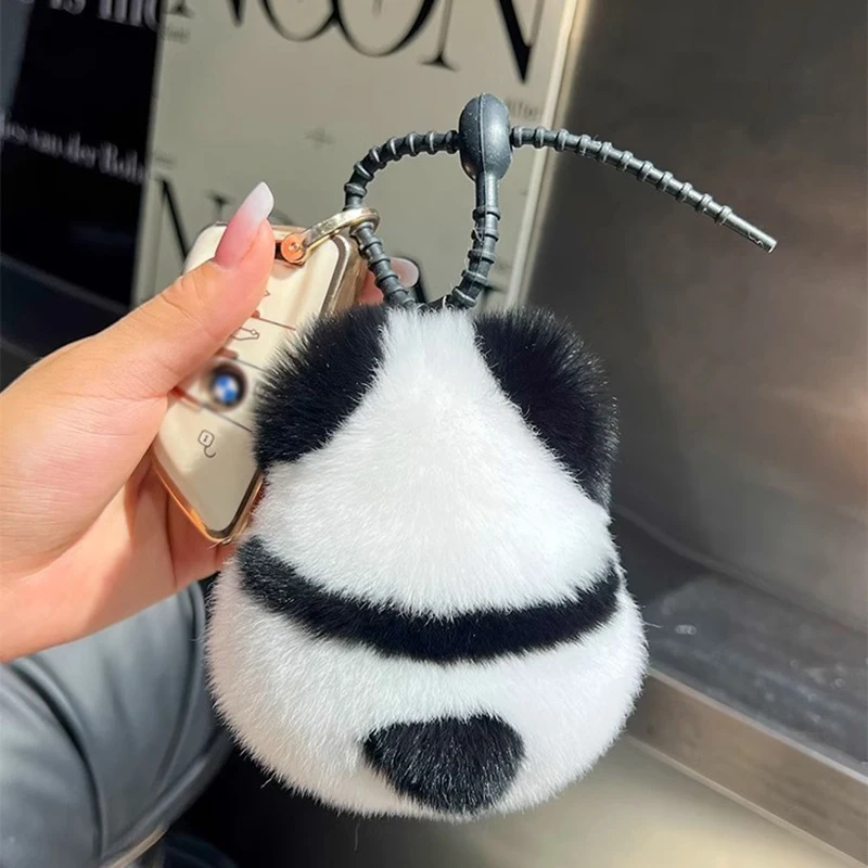 1Pcs Cute Plush Fur Mini Panda Keychains Car Keyring Purse School Bag Pendant Ornaments Toy Accessories Lovely Kids Toy Gifts