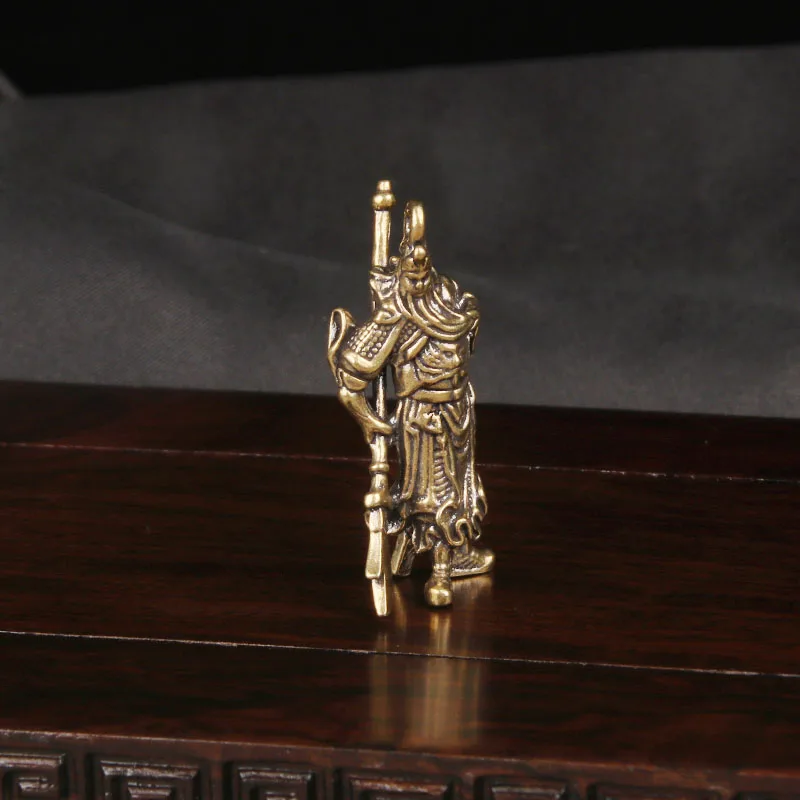 CH Brass Guan Gong Keychain Pendant - Guan Yunchang & Guan Yu God of War and Wealth Copper Sculpture Ornament Home Decor Items view 3
