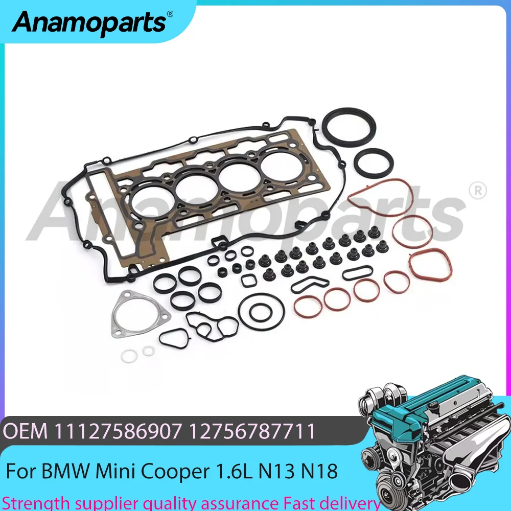Engine Full Gasket Seals Overhaul Set Fit 1.6 L L4 GAS For BMW Mini Cooper Paceman S 114i 118i 316i R55 R56 N13 N18 1.6L 09-16