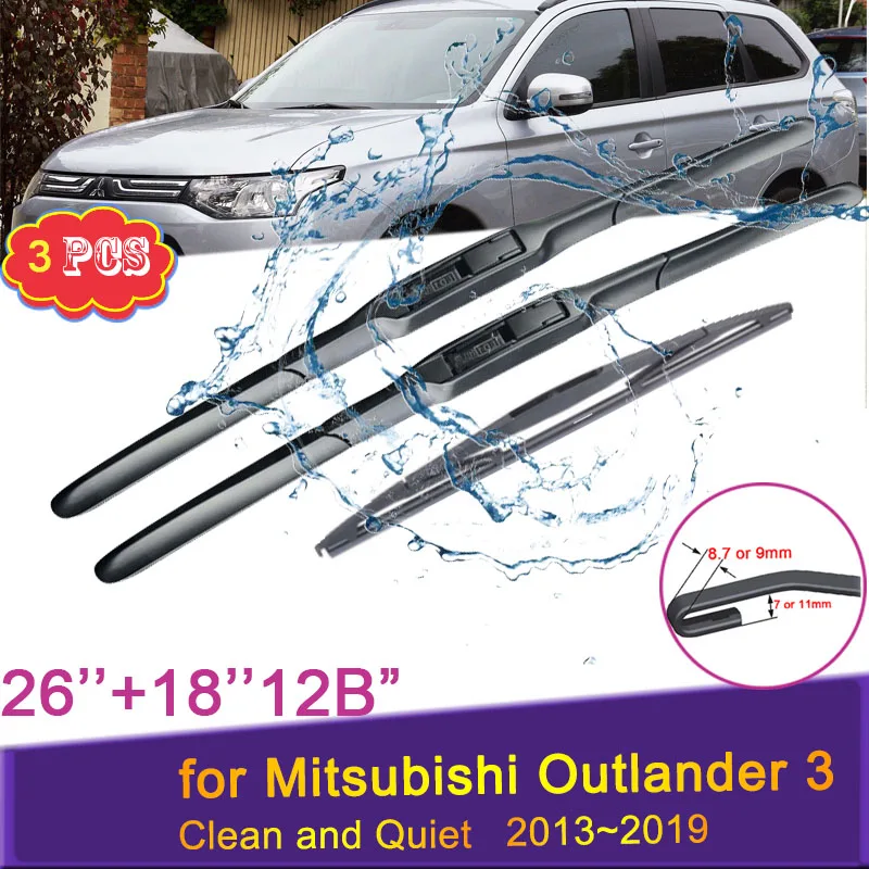 Car Wiper Blades Set Kit for Mitsubishi Outlander 3 2013~2019 2016 2017 2018 Front and Rear Windshield Wipers Auto Accessories