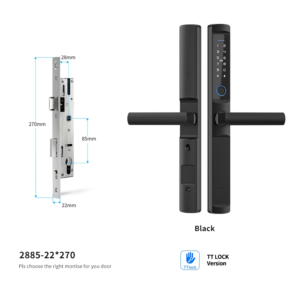 TTlock BLE APP Control Security Smart Door Lock Biometric Fingerprint Intelligent Password RFID Card Unlock  For Home Apartment