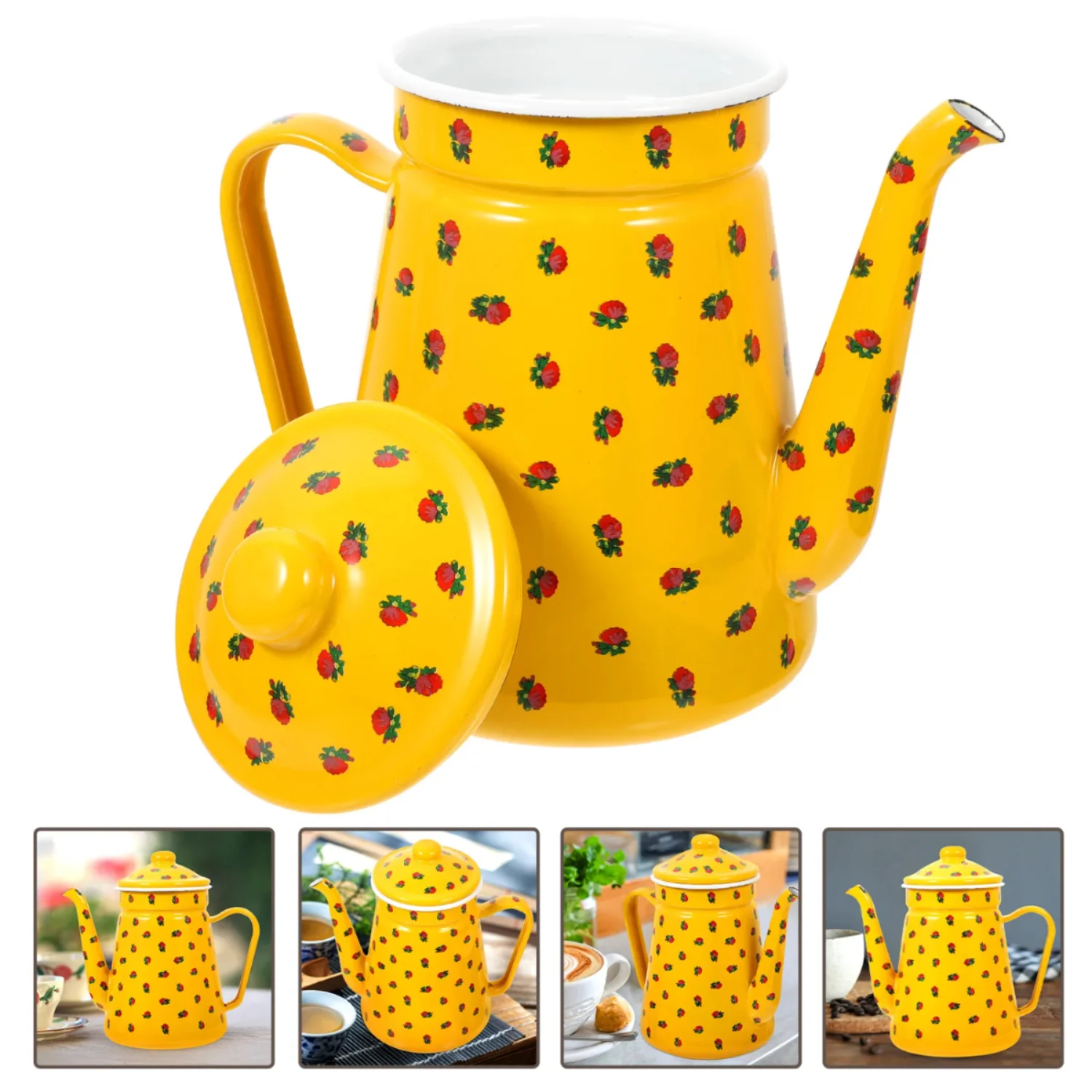 Kettle Tea Pot Teapot Coffee Water Enamel Oil Dispenser Retro Maker Kitchen Hot Bottle Stovetop Vintage Pitcher Insulated