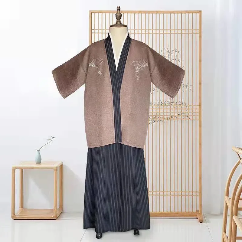 Kimono ancien de style japonais pour hommes, ensemble complet de kimono de samouraï, vêtements traditionnels japonais Gelperformance