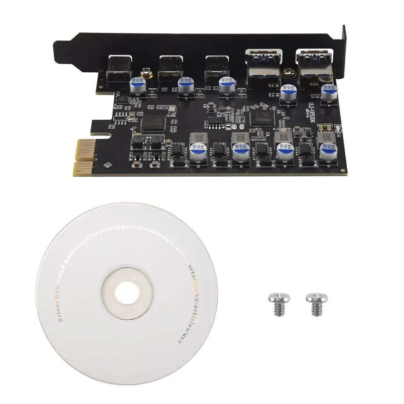 AED7-Pcie Expansion Card To 5 Port (3X USB C,2X USB 3.0-A ) PCI Express Expansion Card For Windows 10/8/7 And MAC OS 10.8.2
