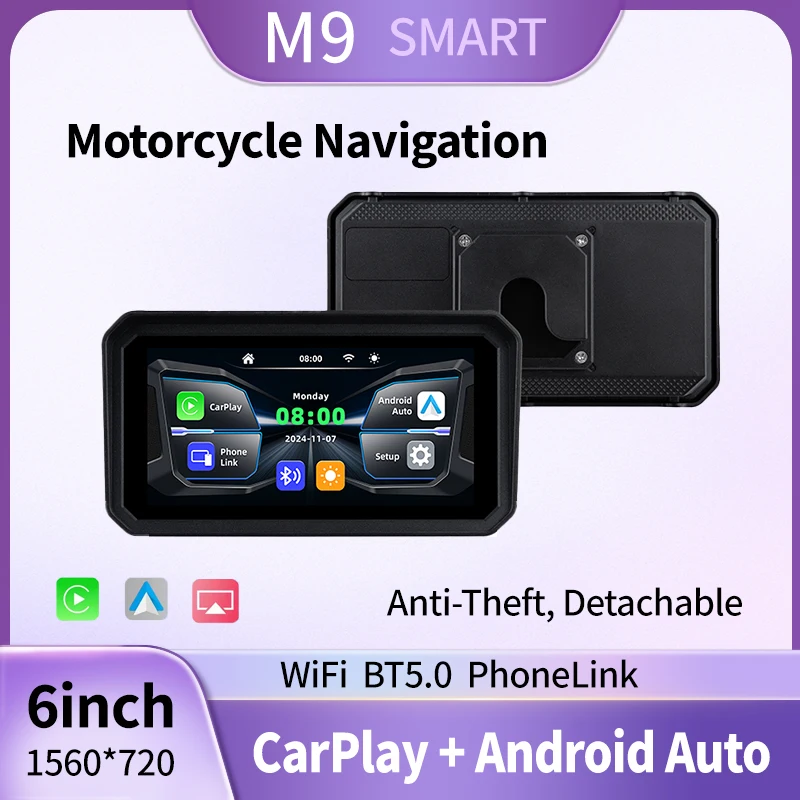 SMART 6 Inch New Motorcycle Navigation Carplay Wireless Android Auto Motor Monitor DVR Display Screen CarPlay Wireless Display