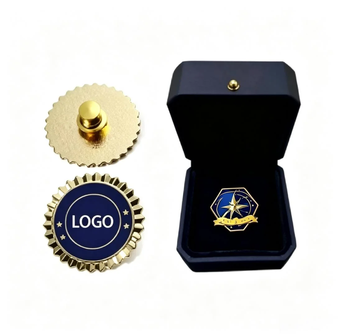 Factory Customization of Any of Your Logo Metal Badges High-Quality Electroplated Gold Badges