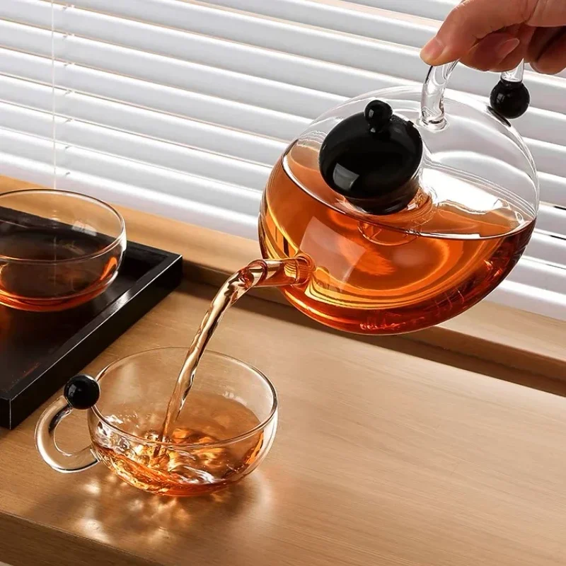 Glass Tea Set Heat Resistant Borosilicate Glass English Tea Set Scandinavian Style Teapot Tea Table Accessories Tea Brewer