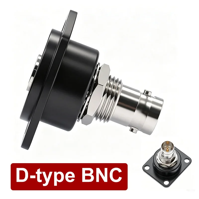BNC D-type Panel Q9 Soldering/Docking Connector Gold-plated BNC Female Socket 50Ω Camera Welding SDI Video Calbe Coaxial Socket