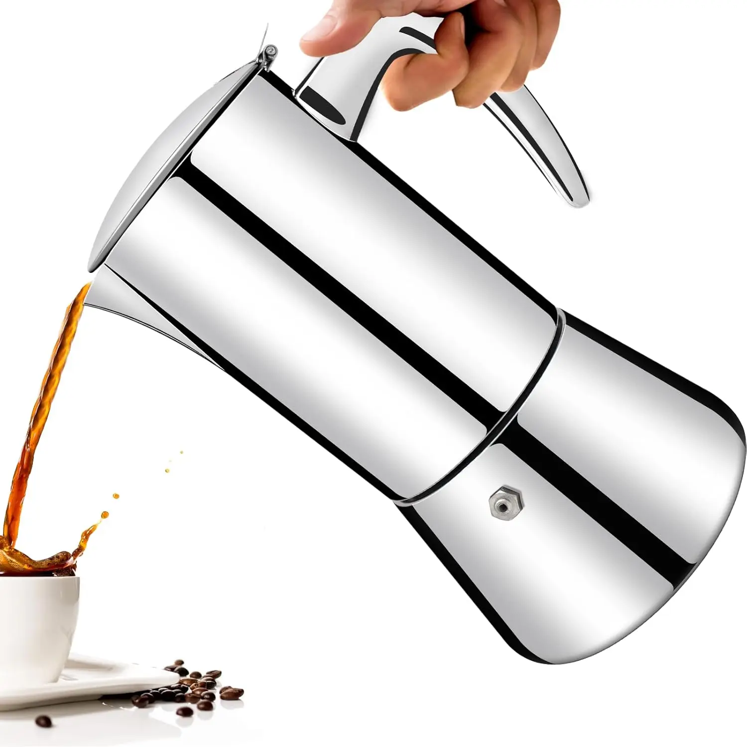 

12 Cup 304 Stainless Steel Moka Pot Stovetop Espresso Maker Coffee Machine 600ml for Gas Induction