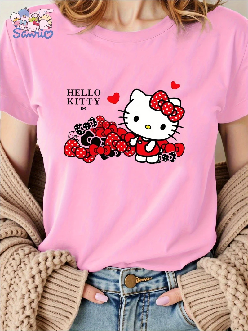 2025 الصيف مرحبا كيتي سانريو سيدة القوس طباعة الراقية الفاخرة هي لكل من الرجال والنساء أفضل Y2k