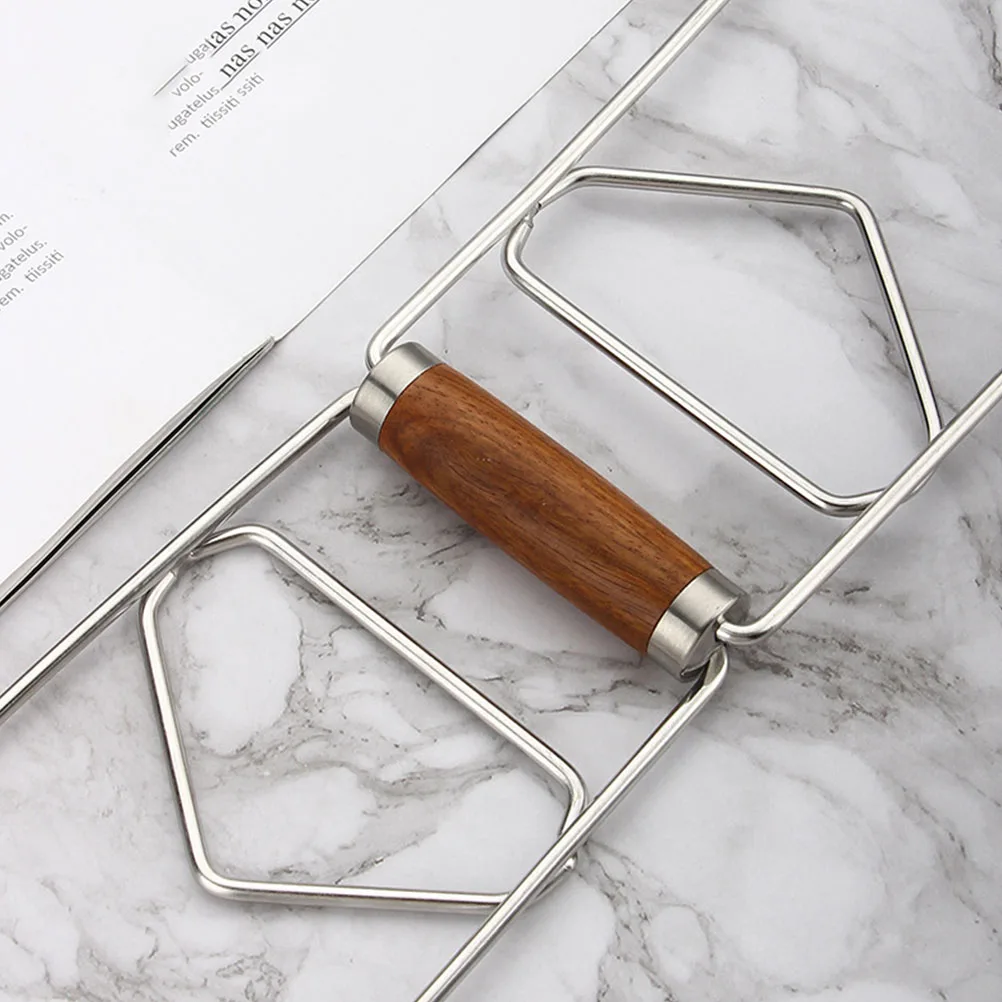

Hot Plate Gripper Stainless Steel Wood Handle Bowl Clip For Lifting Hot Dishes Safely Kitchen Tool Dish Clamp Cooking