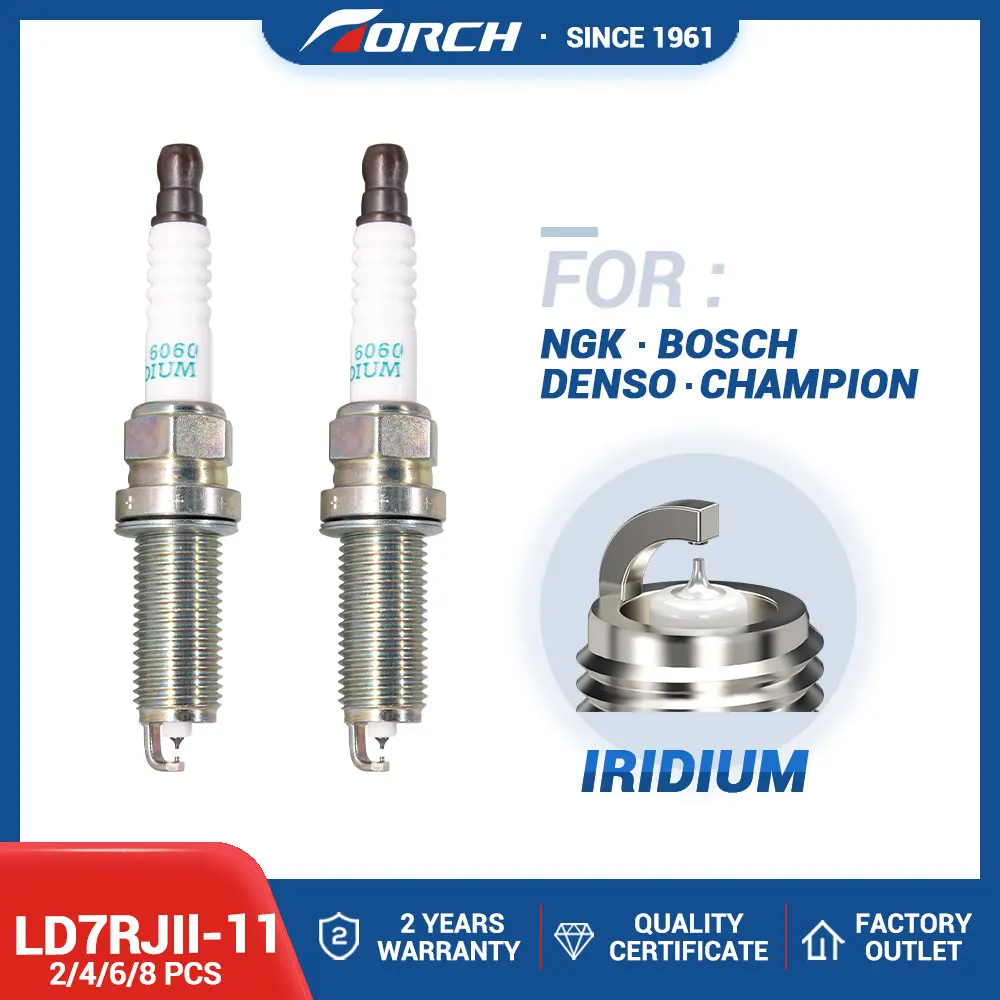 

2-8PCS Double Iridium Candle TORCH LD7RJII-11/6060 Replace for DILKAR7G11GS 12290-5A2-A01 for Honda CR-V 2.4L K24V6/137Kw