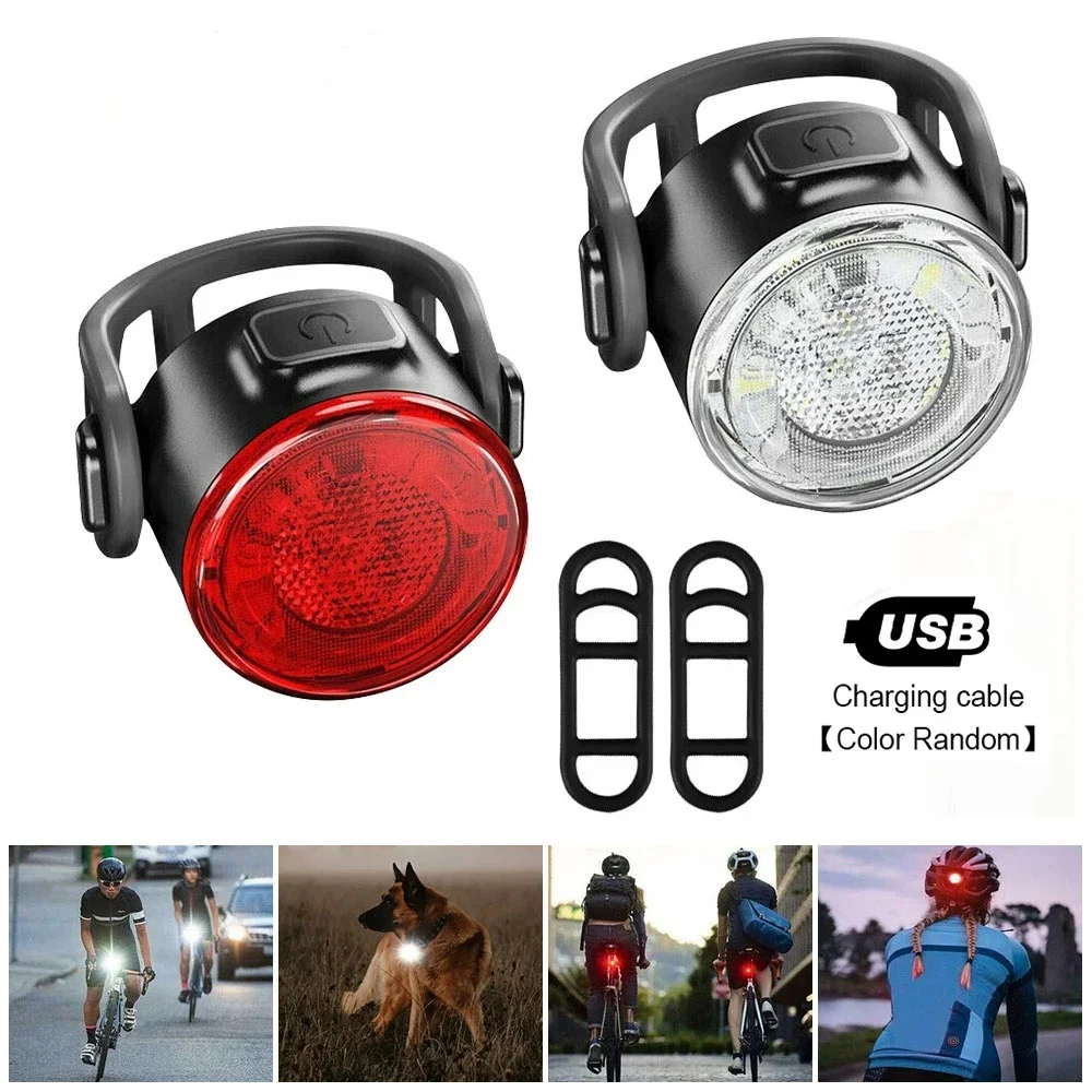 Bike Light Set USB Rechargeable LED Bike Headlight Taillights Night Riding Safety Warning Tail Light Bicycle Front Rear Lamps