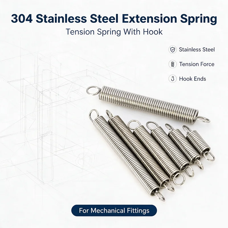 304 Stainless Steel Extension Spring With Hook Double End Hook Metal Tension Pull Spring Hardware Accessory
