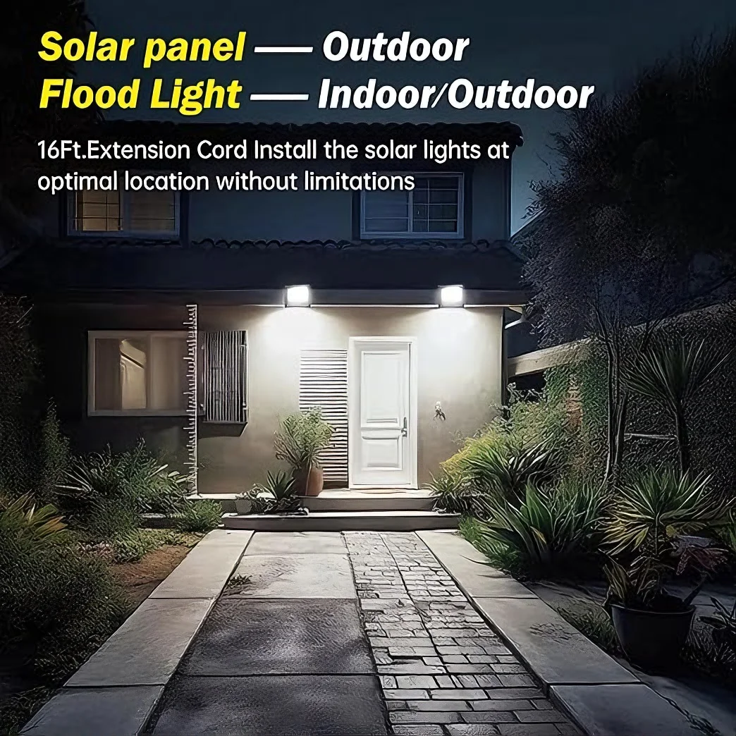 مصباح LED مقاوم للماء IP67 خارجي يعمل بالطاقة الشمسية مع جهاز تحكم عن بعد، بطارية كبيرة، إضاءة أمنية للشارع في ساحة الحديقة
