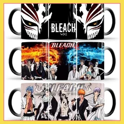 BLEACH   state Anime Color Changing Mug Ceramic Thermal Gradient Coffee Cup Lid Spoon Children's Cool Gift