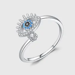 YILUOCD Cubic Zircon Turkey Evil Eye Ring 18k Gold Color Plated Adjustable Open Ring For Women Amulet Islamic Jewelry Gift