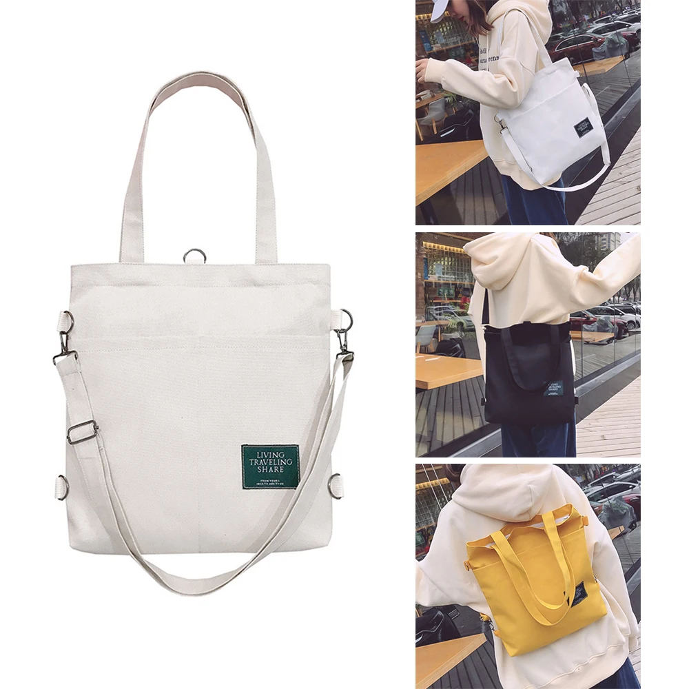 Bolso de hombro de lona de gran capacidad para mujer, mochila plegable, bolsas reutilizables, bolsas de compras, bolso escolar para estudiantes