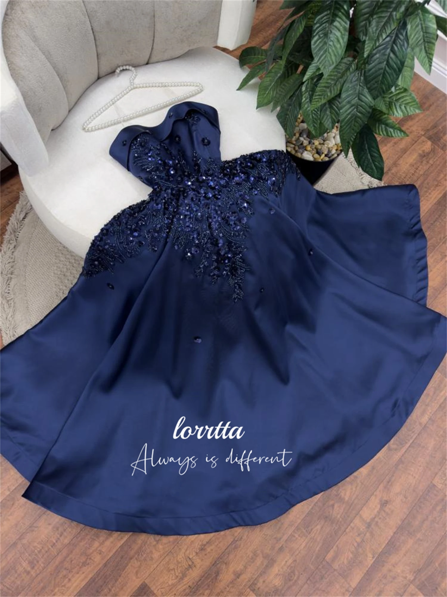 Lorrtta Line A Ball Gown Eid Dress Graduation Glitter Decoration Satin Party Evening Dresses for Special Occasions