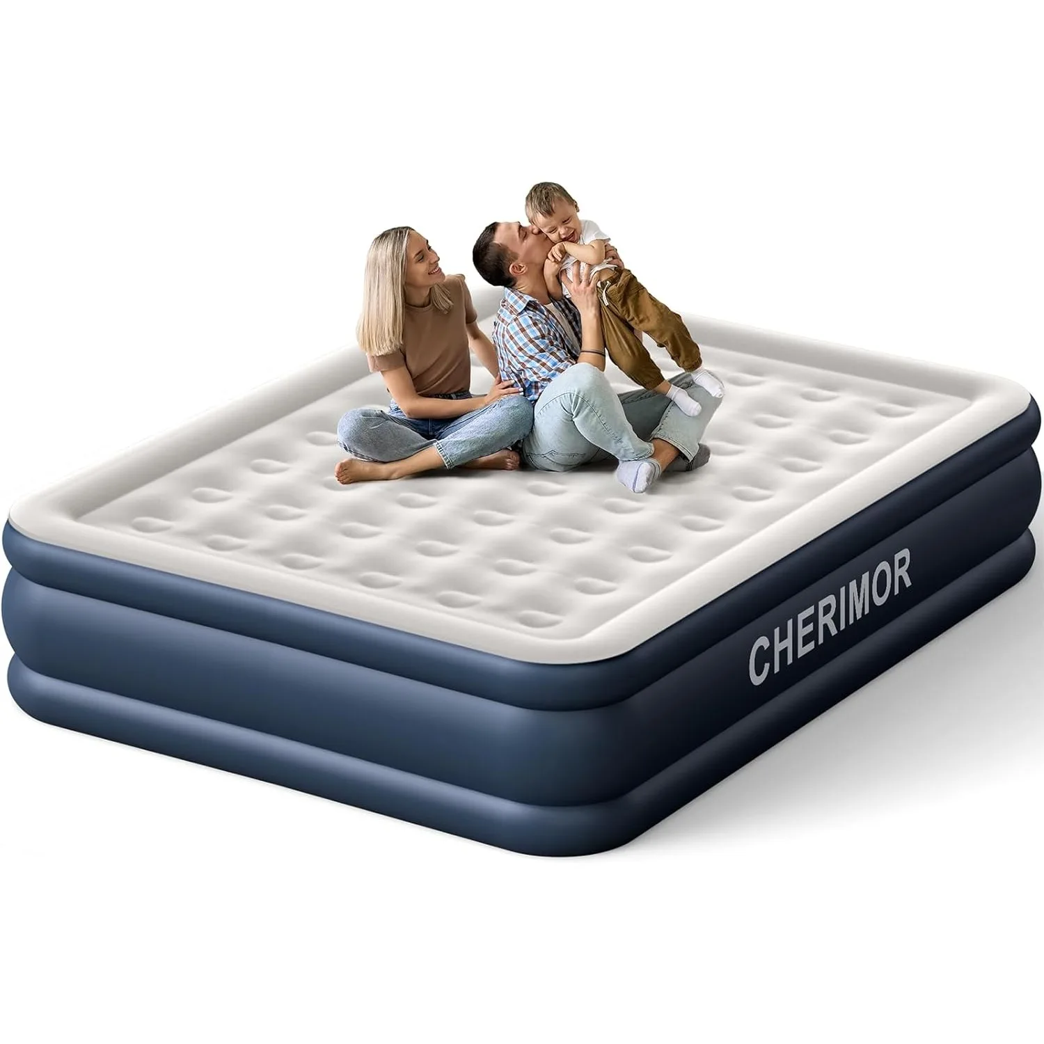 

King-Size-Air-Mattress with Built-in Pump, 18 inch High Luxury Thicken Sturdy Inflatable Mattress for Guests & Home Mattress