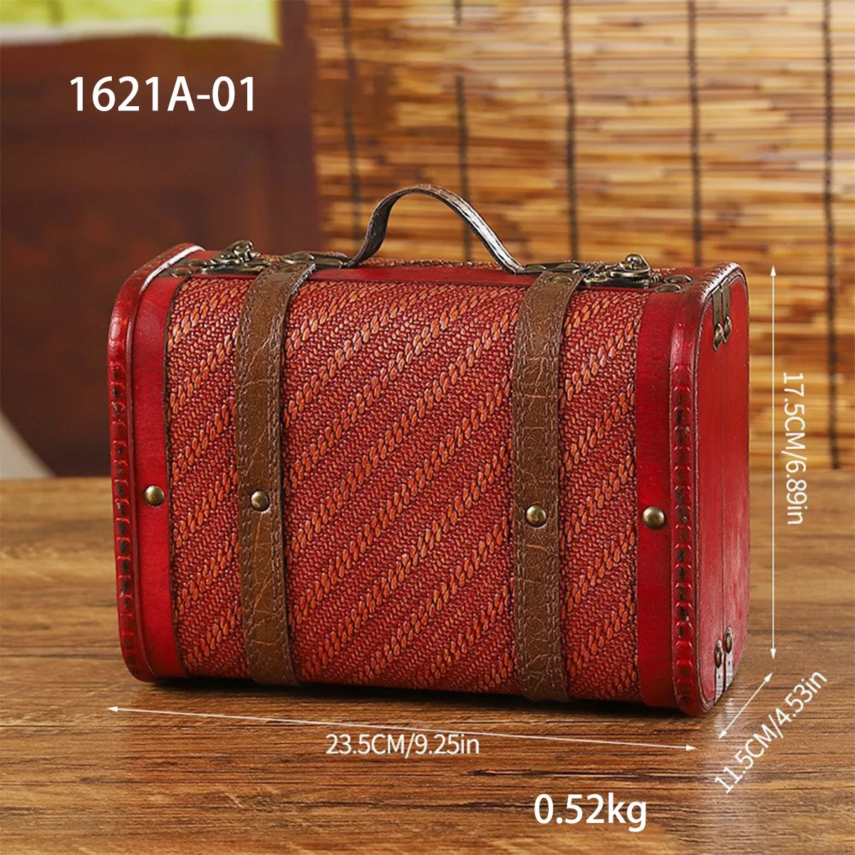 

Vintage Wooden Storage Chest, Portable Decorative Luggage Suitcase, Jewelry Box for Gifts, Storage Box for Decor Storage Travel