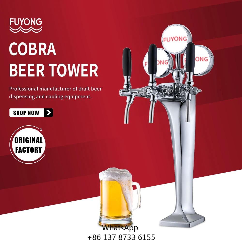 

Пивная колонна Fuyong Luxury с 3 кранами, высококачественная, из нержавеющей стали SS304, хромированная, с круглой линзой «рыбий глаз», премиум-диспенсер для напитков