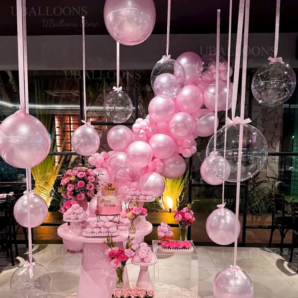

Жемчужно-розовые воздушные шары, гирлянда с прозрачными воздушными шарами, глянцевые розовые воздушные шары, арка для банта, декор для дня рождения, детского свадебного душа