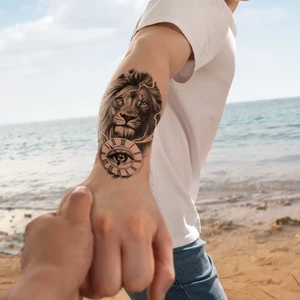ماء لاصق مؤقت الوشم الغابة السوداء الأسد النمر فلاش وهمية الوشم النساء الذئب تاج الجسم الفن الذراع الرجال بارد مثير الشارات أعلى 6 بيع الذئب الذكور الذراع الوشم - No1
