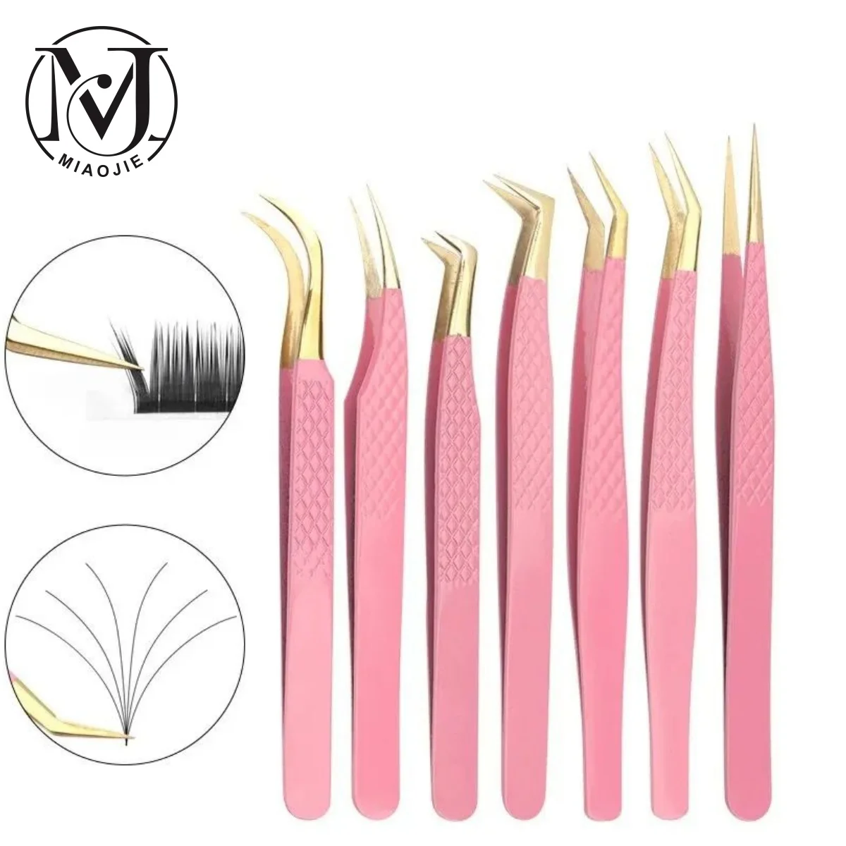 MJ 1 Pcs Eyelashes Tweezers For Lash Extension Stainless Steel High Precision Anti-static Tweezers Makeup Tools Eyelash Extensio