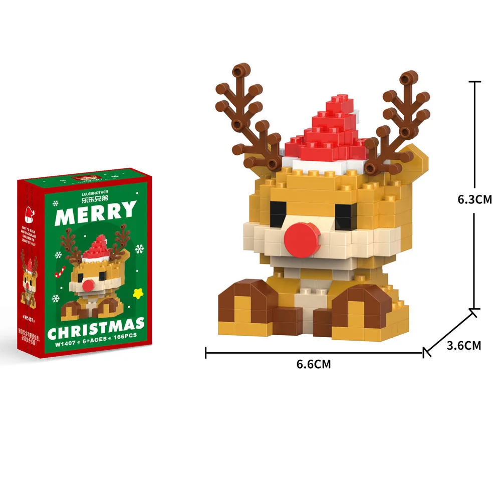Nuovi regali di Natale Serie di micro blocchi di costruzione, puzzle di renne di Babbo Natale assemblaggio di mattoni, decorazioni per la tavola, giocattoli per bambini