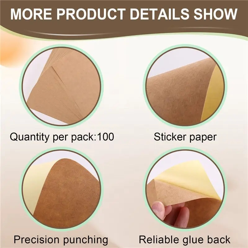 B84B-100 Sheets A4 Kraft Printable Sticker Self Adhesive Sticker Label Paper Sheet For Laser Inkjet Printer Copier
