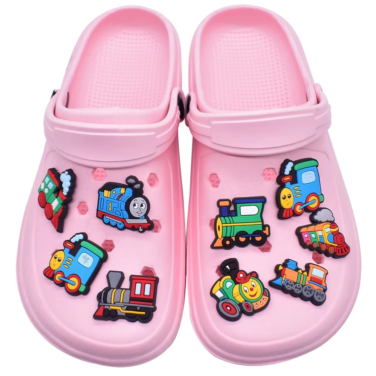 Mixed Number 1 Blue Train PVC Shoe Charms Kids Cartoon Train Themed Decorations for Clogs Perfect Birthday Gifts for Children