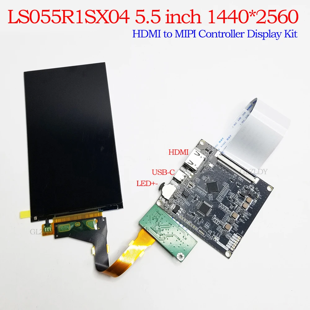 LS055R1SX04 5.5 inch Sharp 2K Screen 1440x2560 MIPI 50Pin LCD HDMI Driver Board HDMI to MIPI For 3D Printer Handheld Device Kit