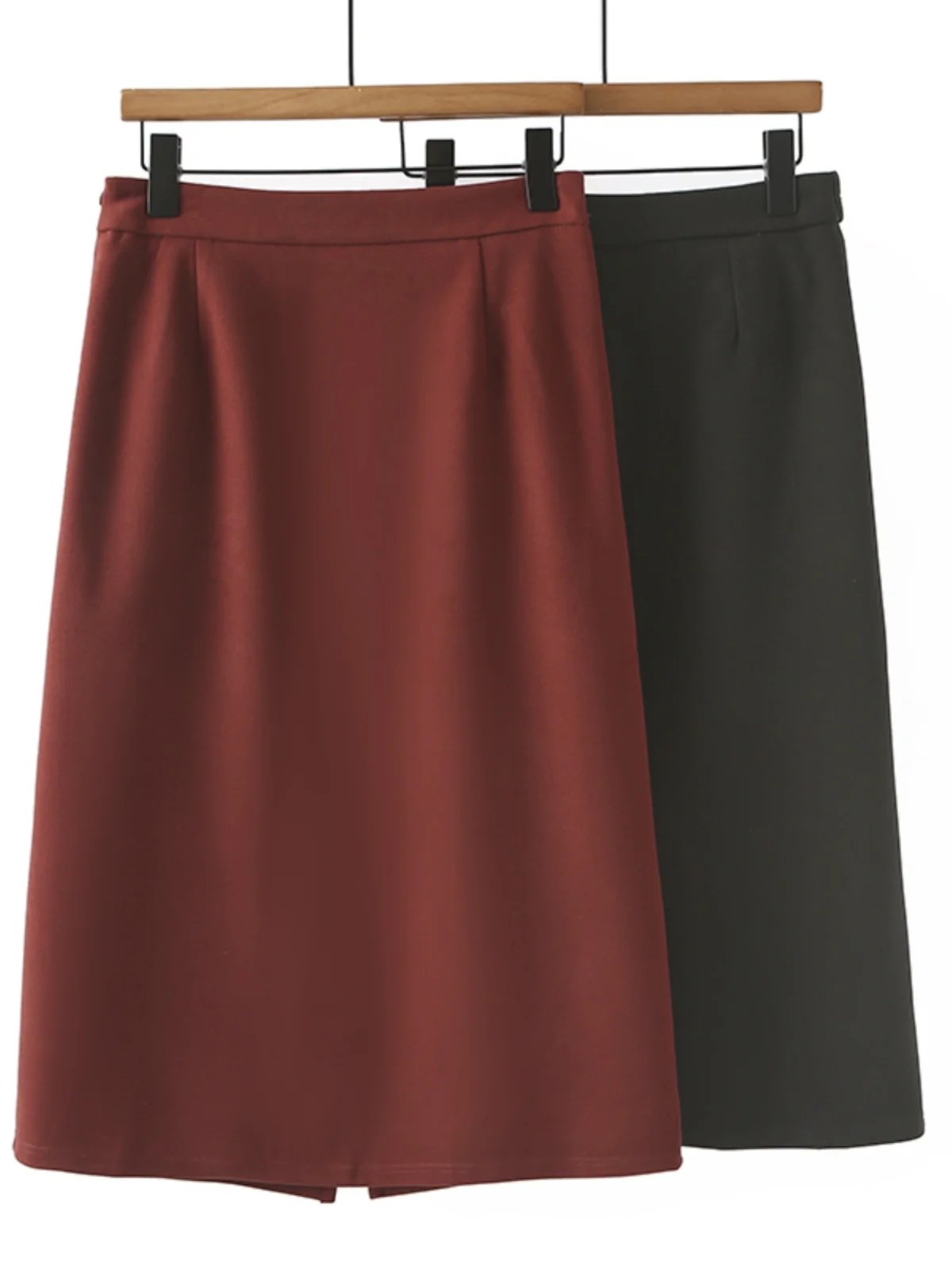 High Waist Midi Woolen Skirt Women's Commuter Style Spring Autumn New Large Size Half Body Skirt Design Sense Slit Back