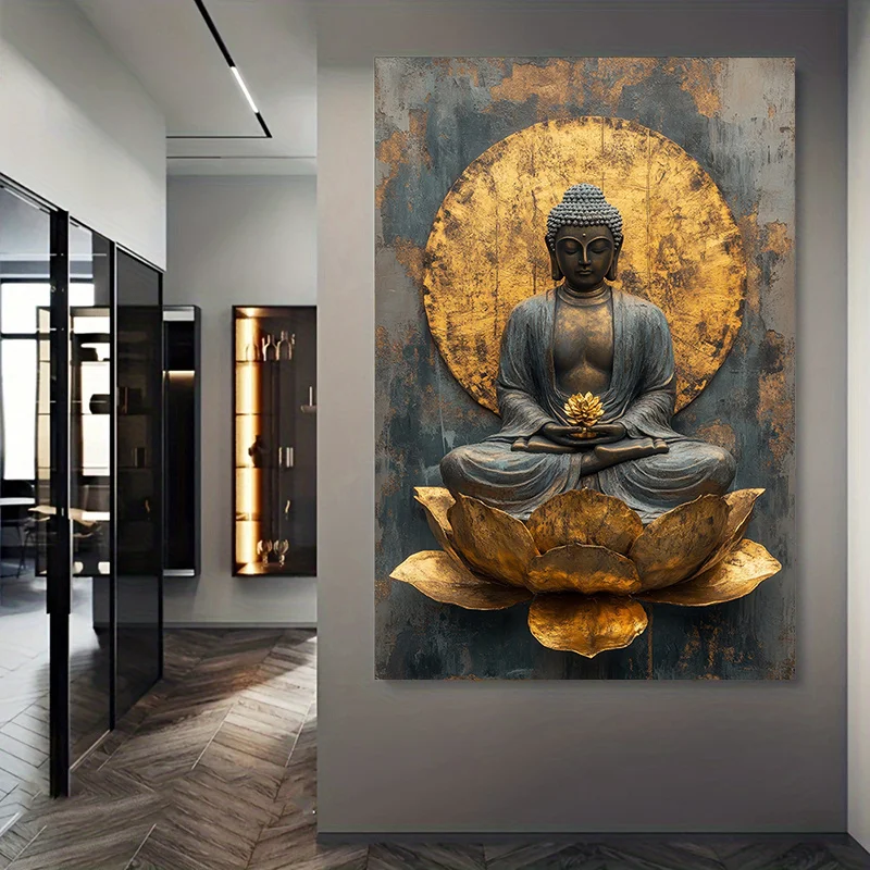 

One Piece of Frameless Abstract Buddha Wall Art Canvas Painting, for Decor Living Rooms and Bedrooms Modern Canvas Posters