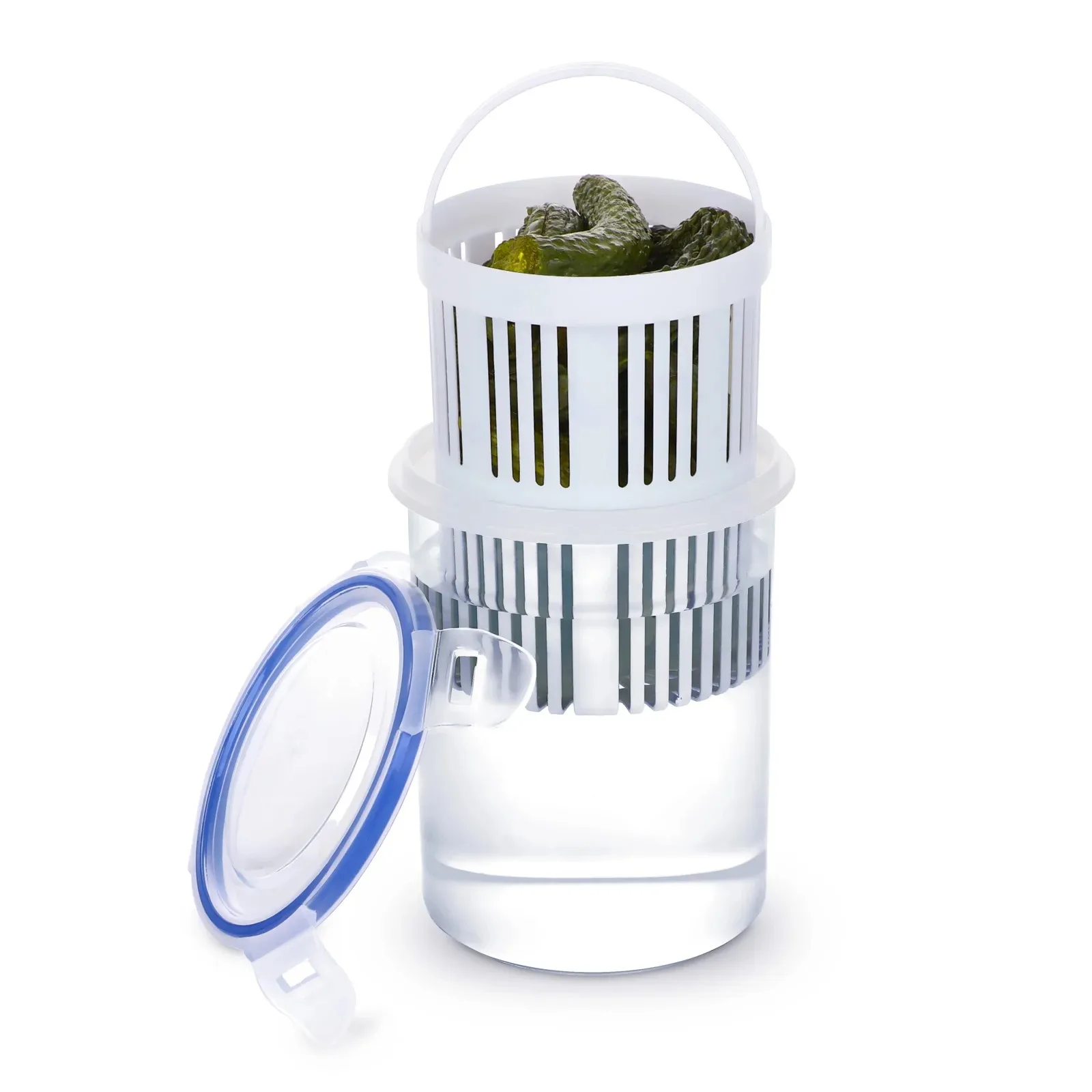 Pickle Jar With Filter Food Storage Container Pickle Rack Pickle Bucket Olive Pepper Bucket Flap Jar with Leak-Proof and Lid