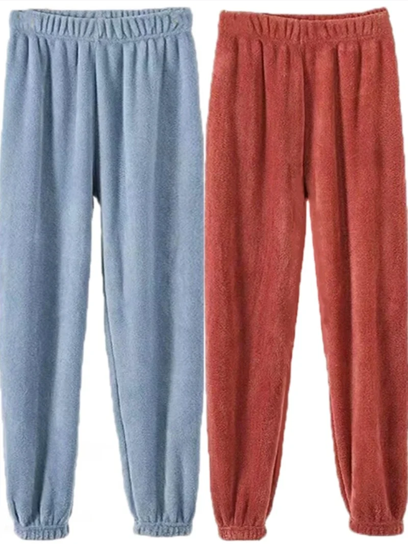 

Коралловые брюки Fce Sp, женские свободные удобные домашние зимние теплые брюки для отдыха с высокой талией из полиэфирного волокна Harlan Sle