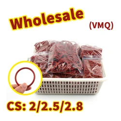 O-ring wholesale thickness 2/2.5/2.8mm cross-section VMQ link red silicon rubber gasket seal o ring rubber elastic Free Shipping